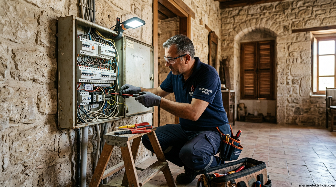 (0 551) 711 93 55 | Eski Taş Ev Elektrik Tesisat Yenileme Mersin